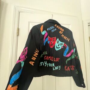 Colorful Embroidered Black Jacket